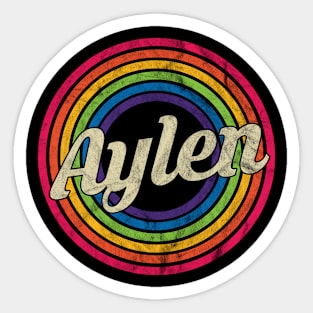 Aylen - Retro Rainbow Faded-Style Sticker